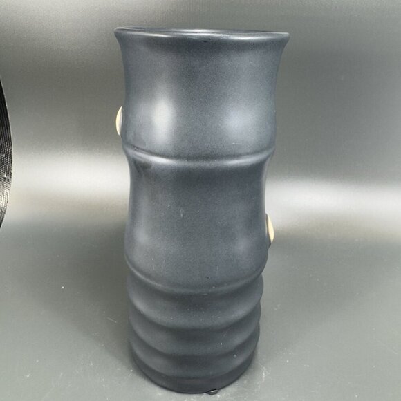 Vintage Hand Made Pottery Vase Vessel Black Glazed With Texture Knobs Signed CCI - Picture 8 of 15